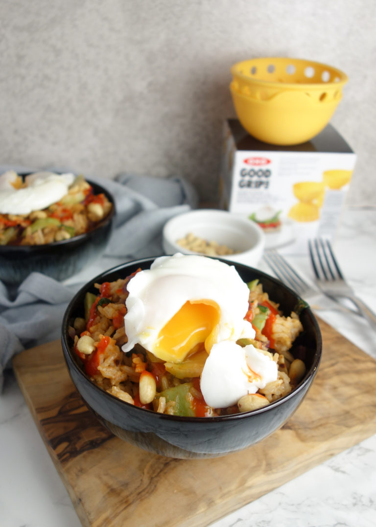 Spicy Peanut Rice & Poached Egg A Dash of Ginger