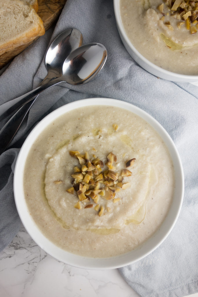 This vegan cauliflower & chestnut soup is nutty, creamy and so comforting - the perfect easy recipe for a chilly winter's day! 