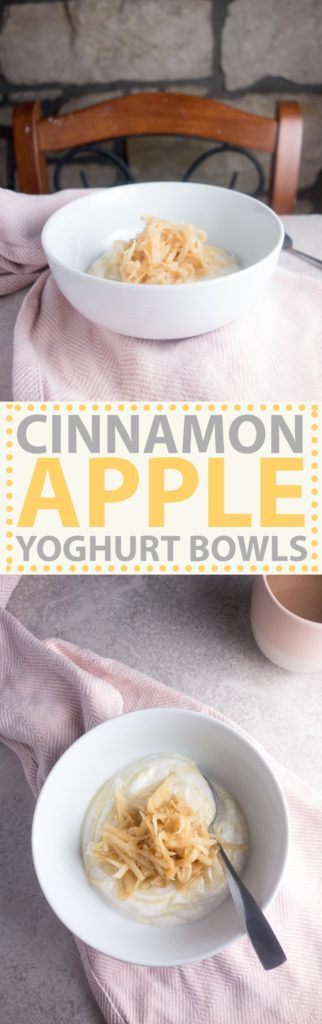 A quick & easy recipe for a cinnamon apple yoghurt bowl that's ready in minutes and makes a perfect sweet nutritious snack or breakfast.